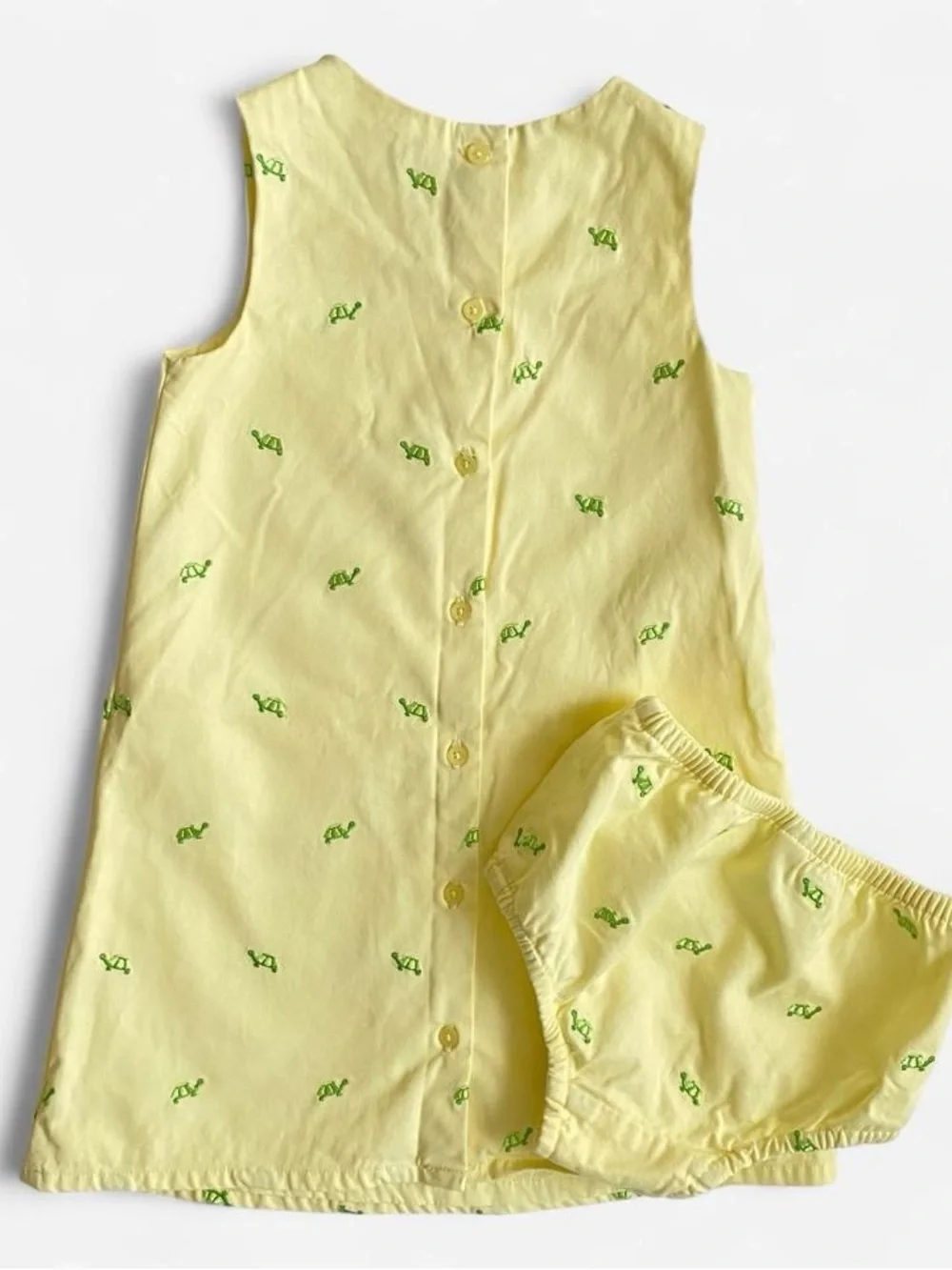 Vintage Gap yellow cotton turtle dress & bloomers set